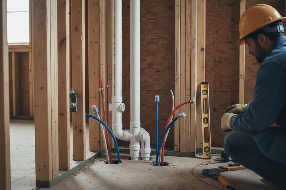 Drain and supply rough-in during Toilet Repair and Installation in Hadley