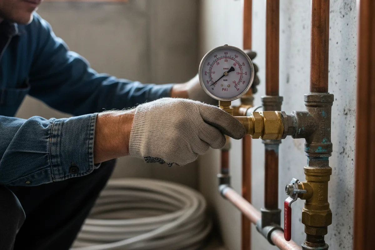 Pressure testing a repaired line during Water Line Repair in Hadley